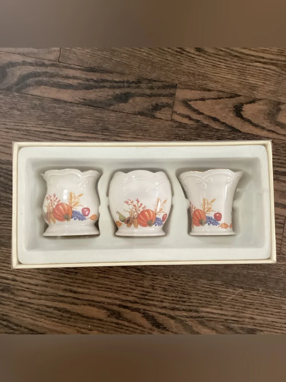 Lenox Porcelain Pumpkin Votives Set of 3 Candle Holders